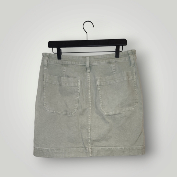 Madewell Emmett Straight Mini Skirt Sz 31 Frosted Green Stretchy Buttons - Picture 3 of 10